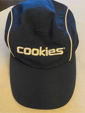 Cookies Embroidered Logo Navy Running Cap with White Piping